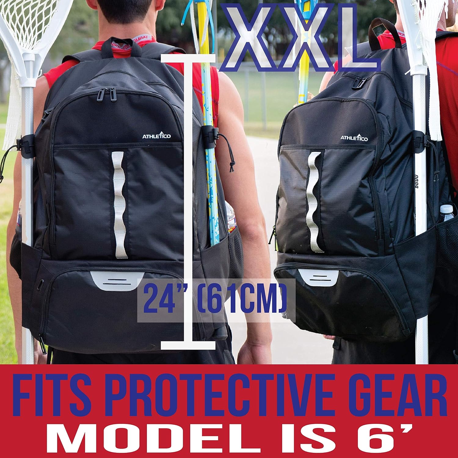 Athletico Lacrosse Bag, Extra Large Lacrosse Backpack, Holds All Lacrosse or Field Hockey Equipment - Image 3