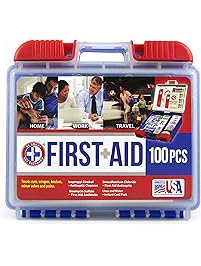 Be Smart Get Prepared 100 Piece First Aid Kit, Clean, Treat and Protect most injuries with the kit that is great for any home, office, vehicle, camping and sports. 0.71 Pound