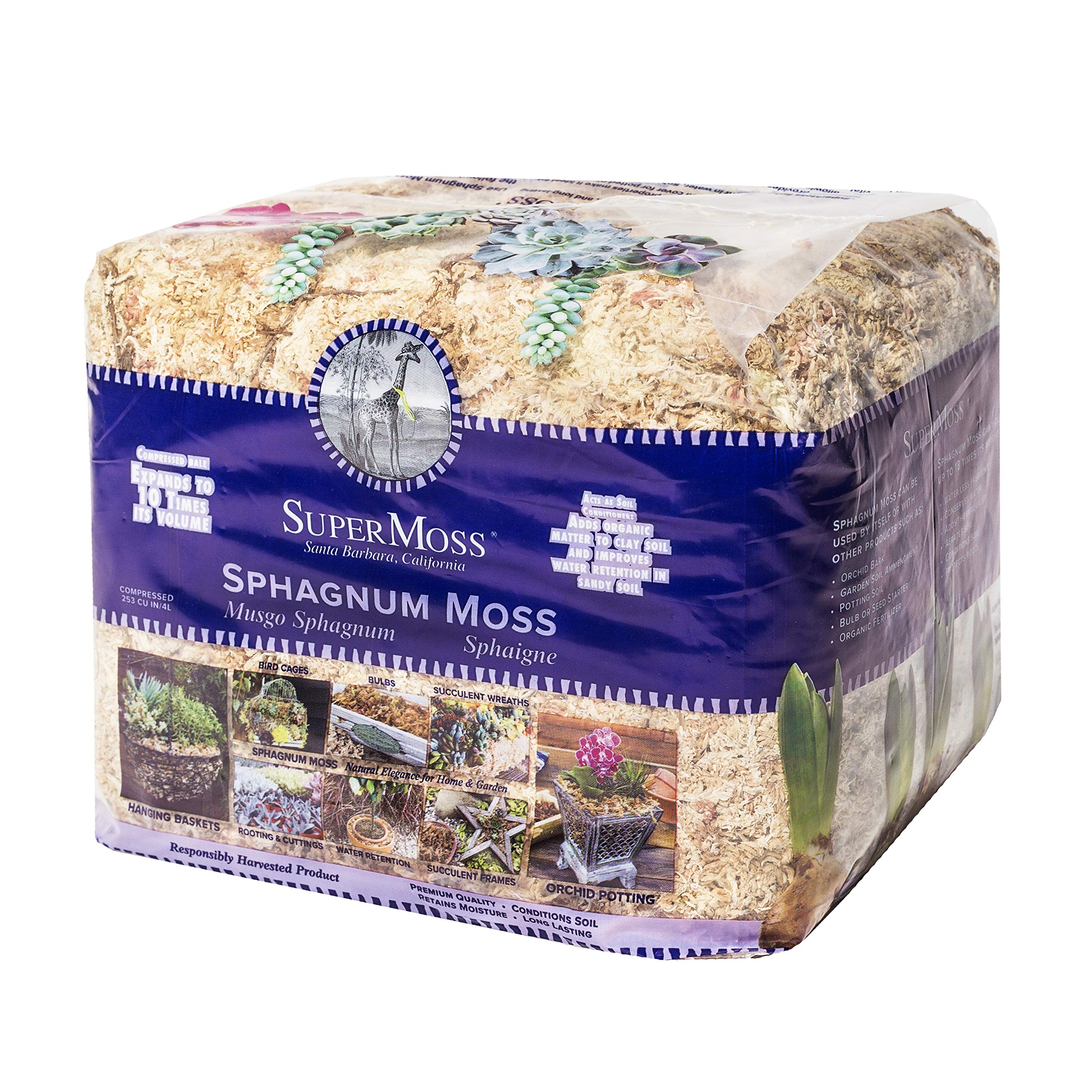 SuperMoss (22325) Orchid Sphagnum Moss Dried, Natural, 1lb Mini Bale