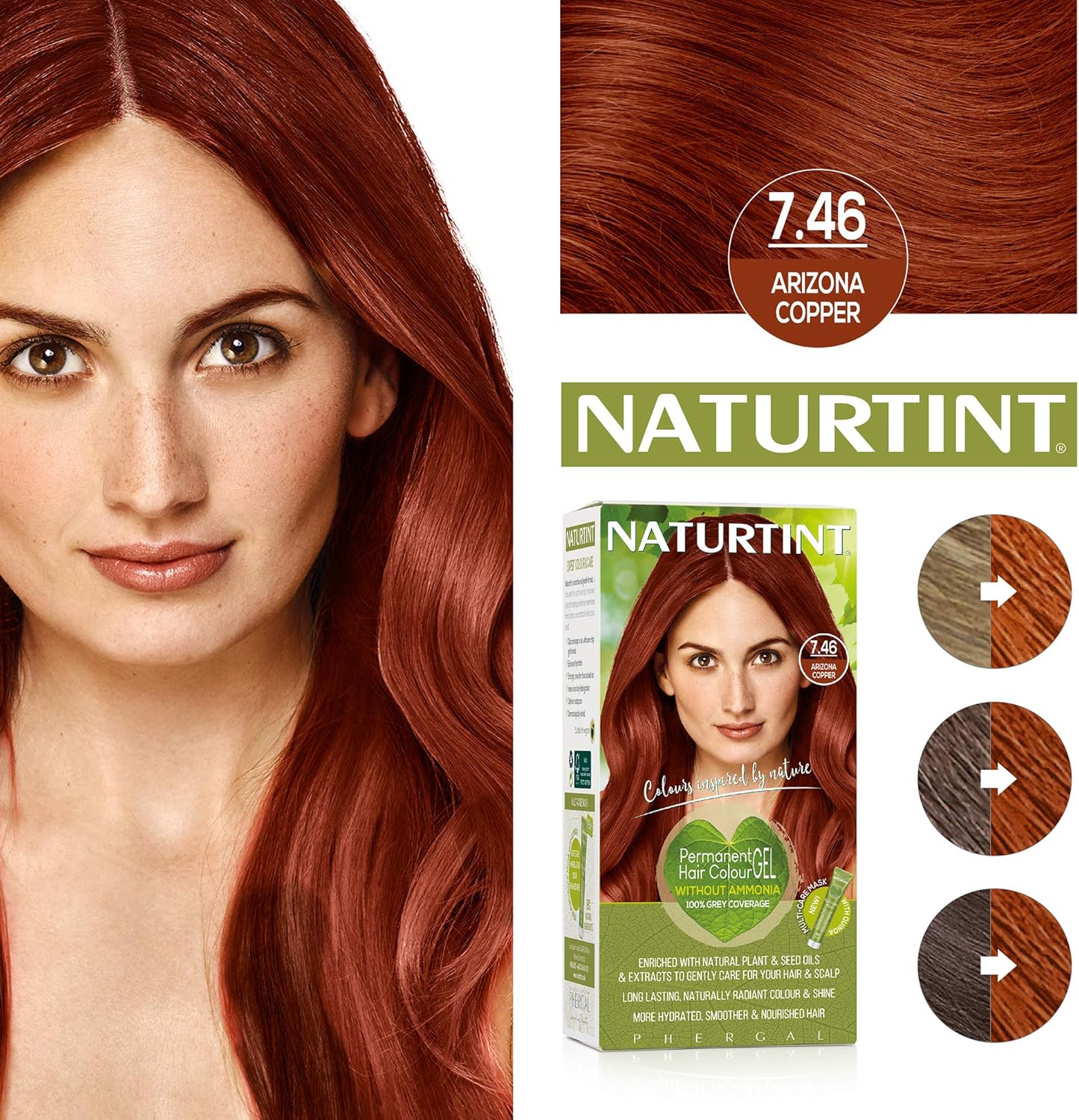 Naturtint Permanent Hair Colour Gel 7.46 Arizona Copper, Plant Enriched, Biobased, Ammonia Free - Image 5