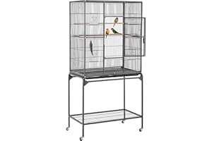 Yaheetech 63-Inch Wrought Iron Rolling Large Bird Cage for African Grey Small Quaker Amazon Parrots Canary Bird Flight Cage