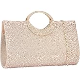 Dexmay Rhinestone Clutch Handbag with Crystal Handle for Wedding Party Elegant Clutch Purse for Women