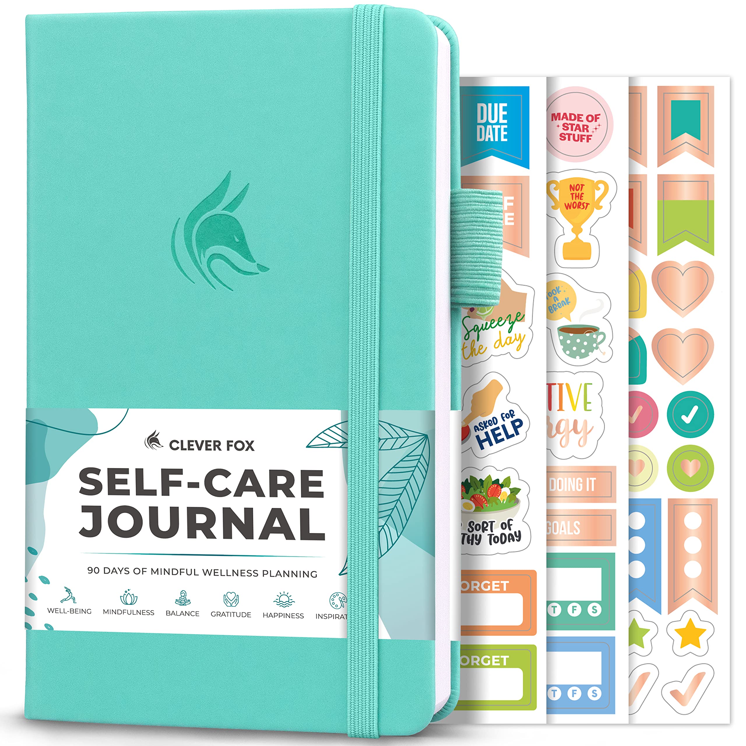 Clever Fox Self-Care Journal – Daily Reflection Notebook – Mental Health & Personal Development Planner, Meditation & Mood Log, Pocket (Turquoise)