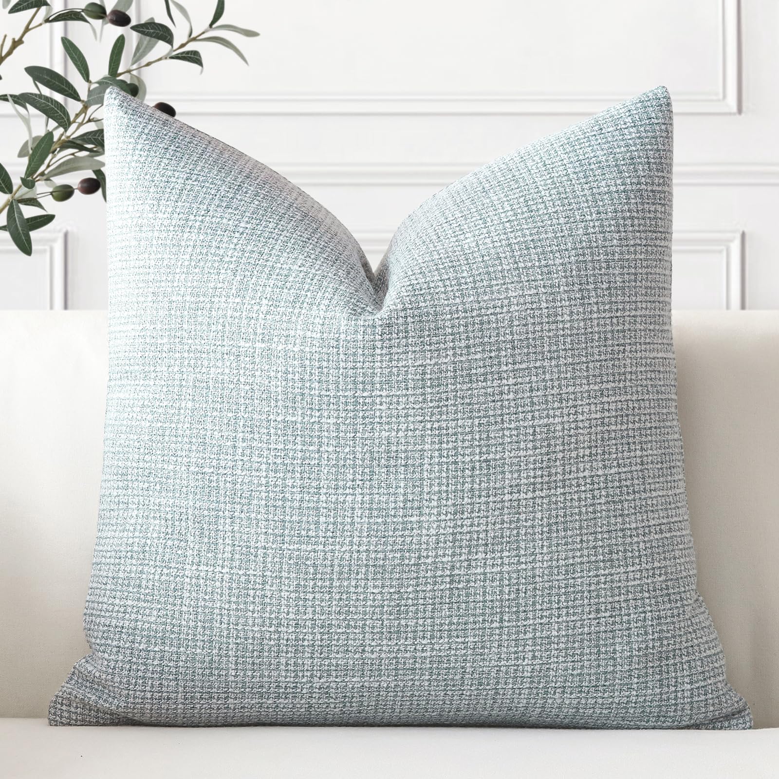 Artscope Linen Cushion Covers Set of 1 Decorative Square Pillowcase Pillow Cover 16x16 Inch for Home Decor Sofa Bedroom Car 40x40cm Blue Gray — image 1