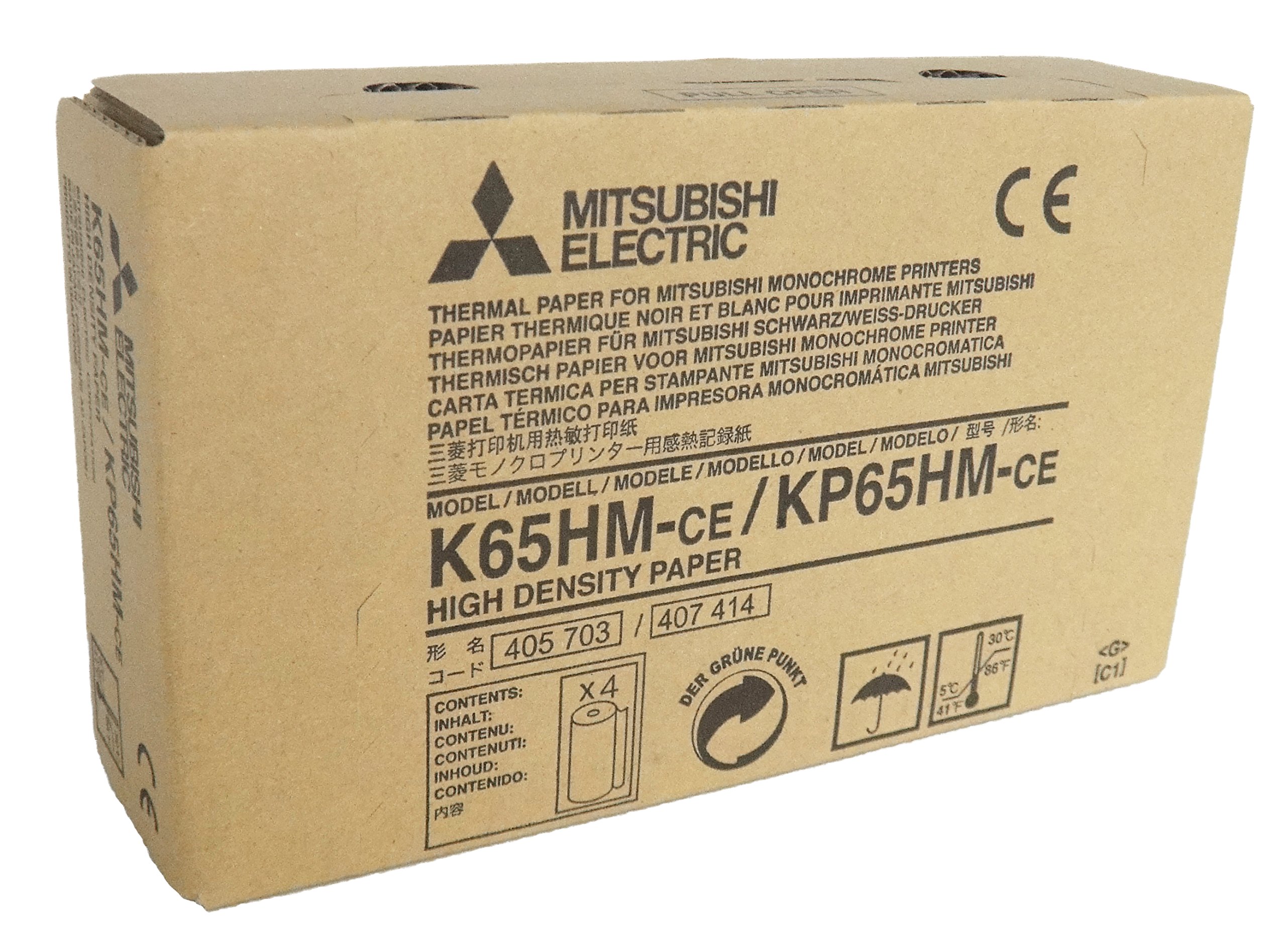 MITSUBISHI K65HM-CE/ KP65HM-CE high density videographic thermal paper rolls for medical printers - A6 (110mm x 20m)