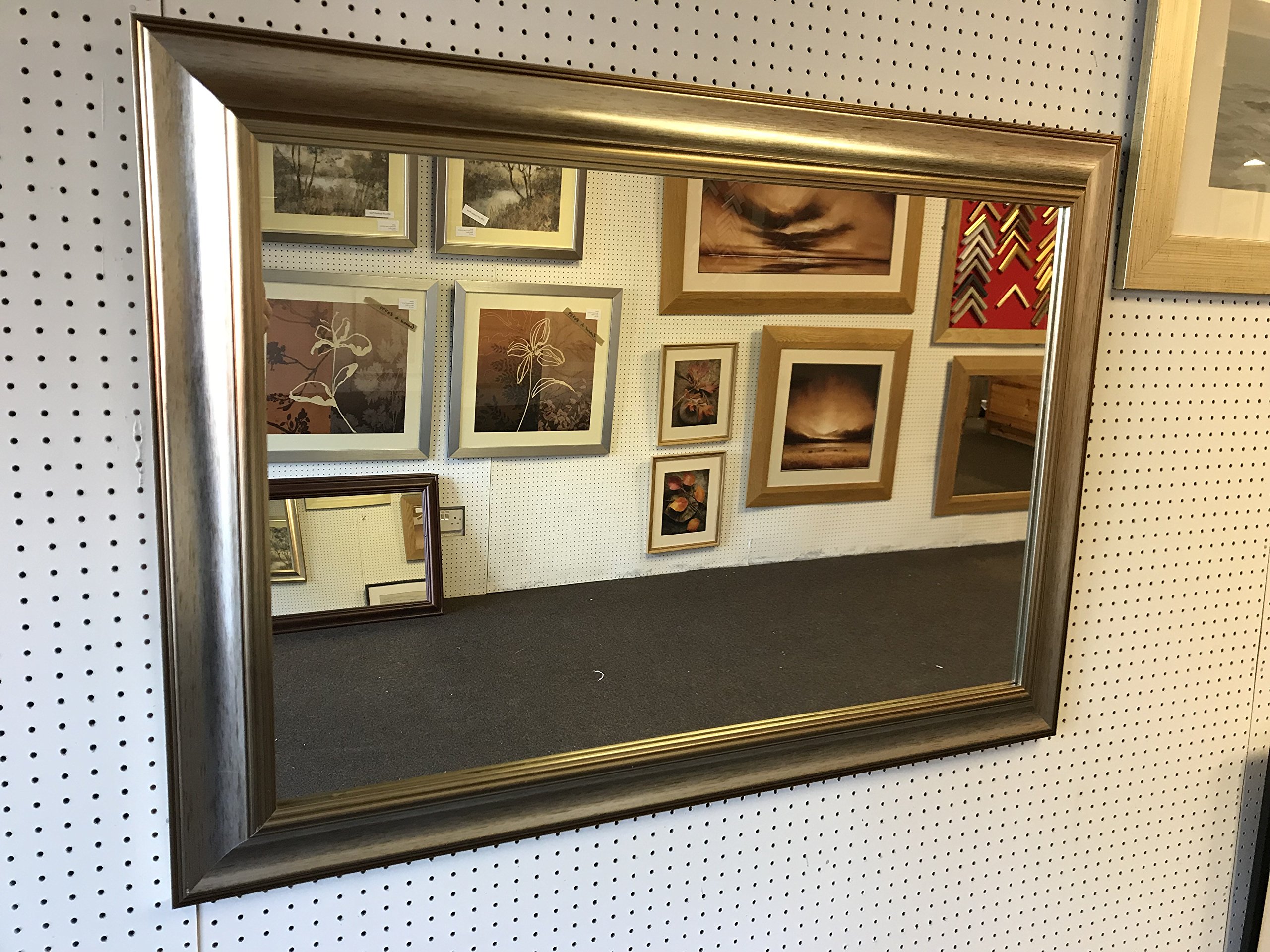 Modec Fine Arts Limited NEW LARGE MODERN SILVER & GOLD WALL AND OVERMANTLE MIRROR - VARIOUS Bevel Mirror Glass, 42” X 30” (107cm x 76cm)