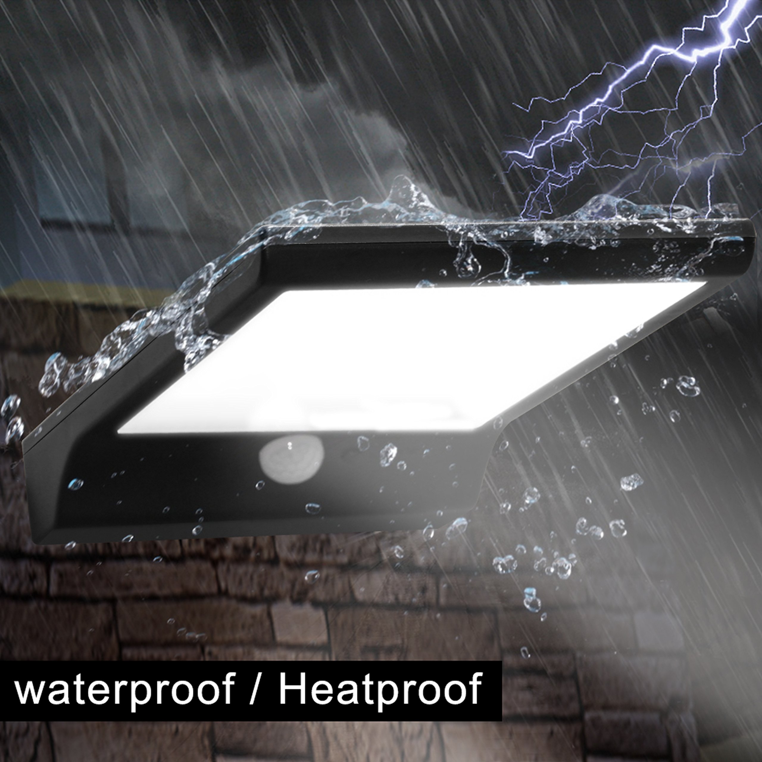 CREATIVE DESIGN Solar Lights Outdoor, 36 LED Gutter Solar Lights with Mounting Pole Motion Lights for Patio Barn Garage, Pack of 2