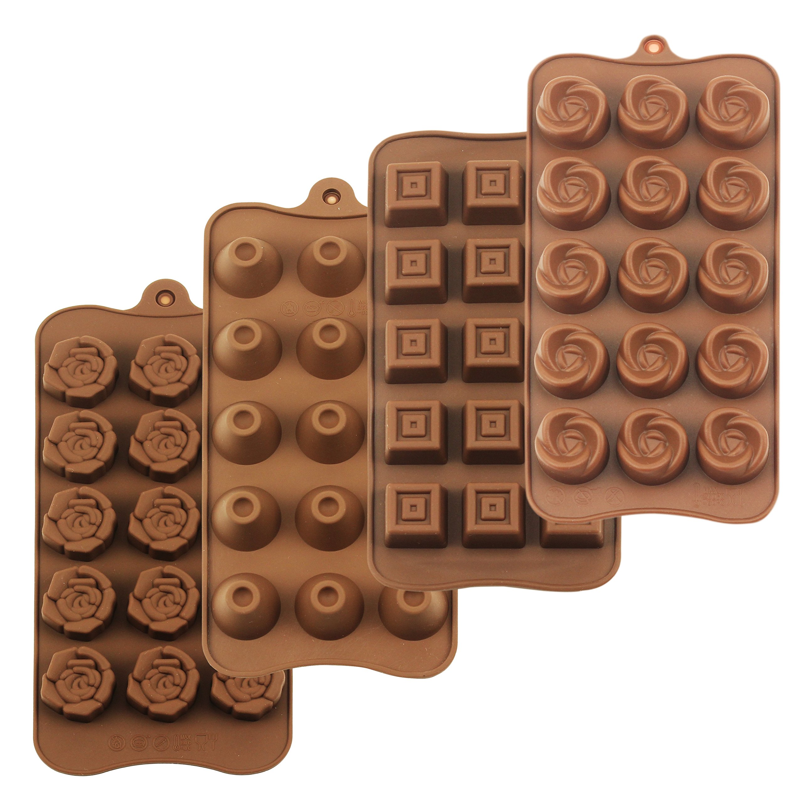 homEdge Truffle Mold, Set of 4 Packs Food Grade Non-Stick Silicone Jelly Chocolate Candy Ice Molds