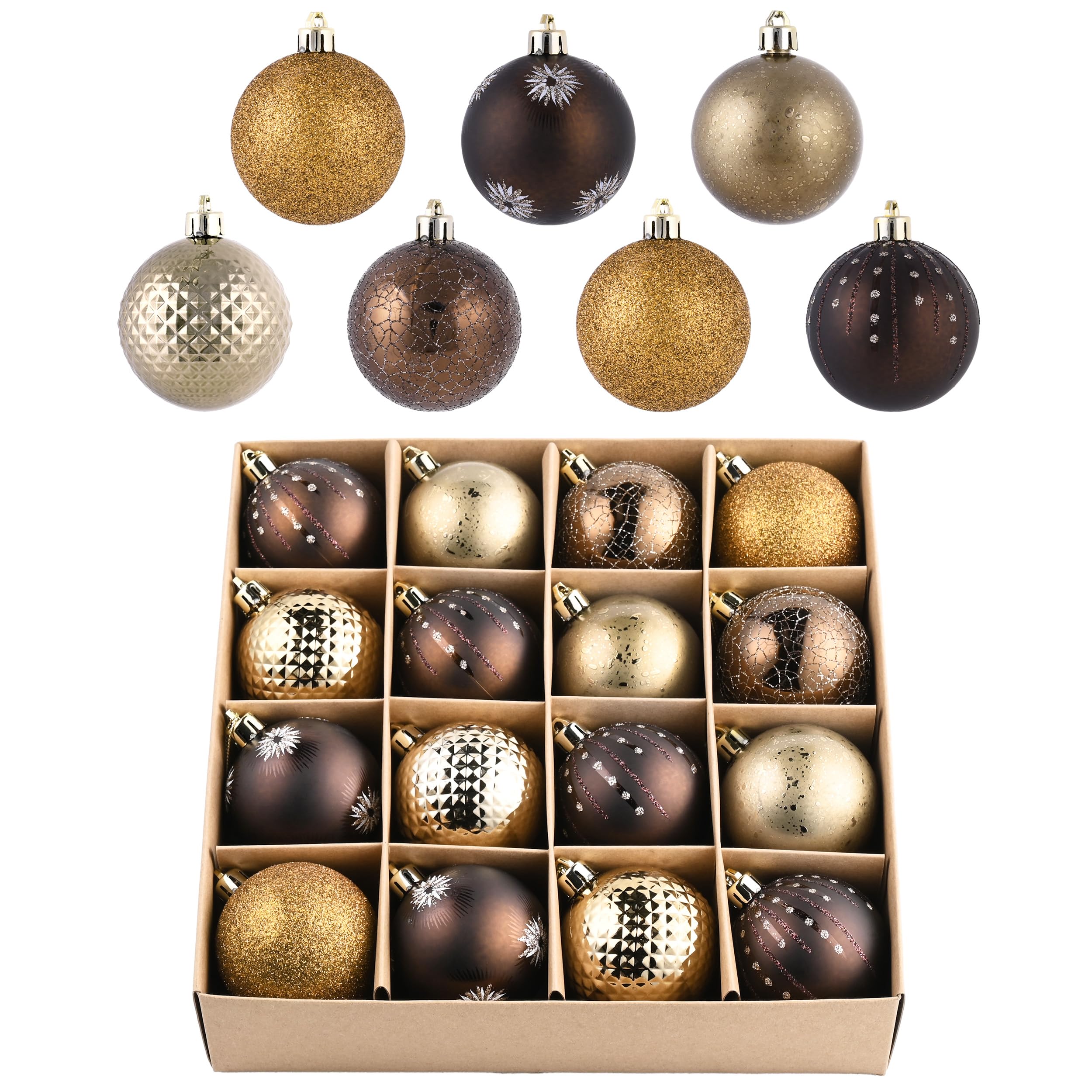 Valery Madelyn Christmas Tree Decorations Copper Baubles,16pcs 6cm Bronze Luxury Shatterproof Ball Ornaments for Tree Decorations, Hanging Gifts