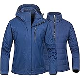 CREATMO US Women's 3 In 1 Waterproof Ski Jacket Windproof Snowboarding Jacket Warm Winter Snow Coat Raincoat