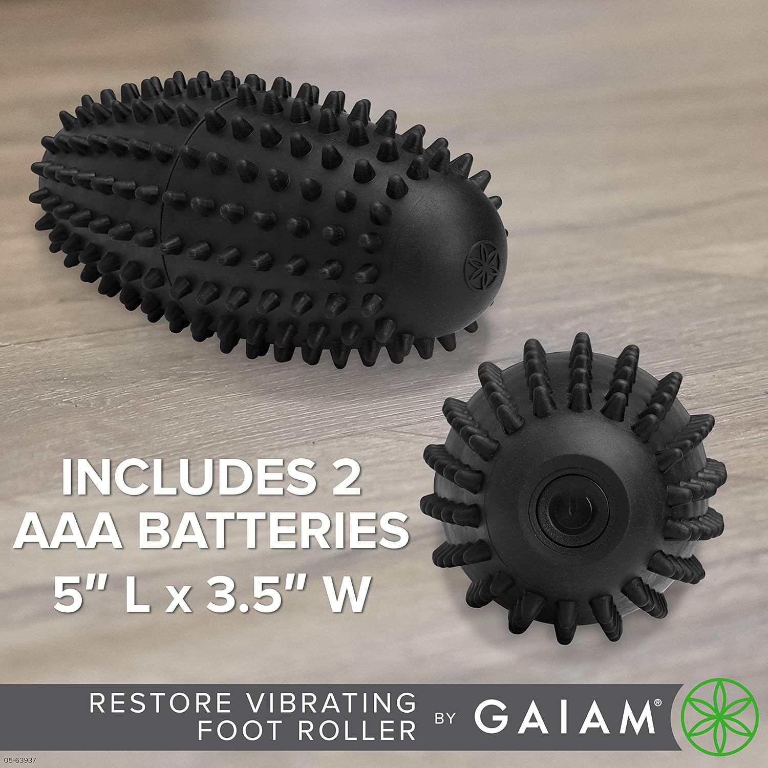 Gaiam Restore Vibrating Foot Roller - Vibration Massage Therapy Ergonomic Textured Massager Ball for Plantar Fasciitis, Myofascial Pain, Arch and Sore Feet (Includes 2 AAA Batteries), Black: Sports & Outdoors