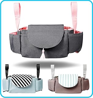 WHEYGHT Premium Kinderwagen Organizer - Universal Getränkehalter Kinderwagentasche Viel Stauraum Für Zubehör Bag - Buggy Organizer Kleine Tasche Wickeltasche Buggi Baggy Biggy Taschen Buggytasche