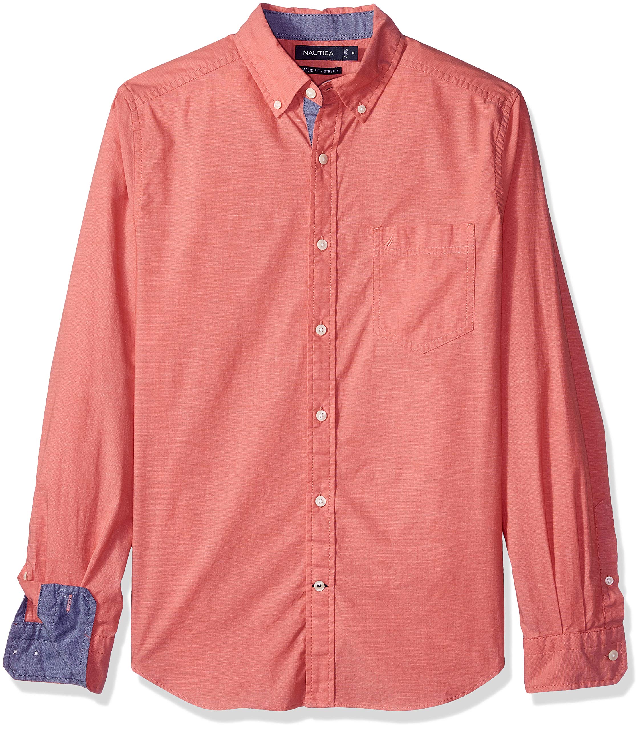 Nautica Men's Stretch Long Sleeve Faded Button Down Shirt Nautical