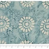 Singer 100% Cotton Batik Collection Cadet Blue Sunflower 42 Inches Wide 2 Yard Precut