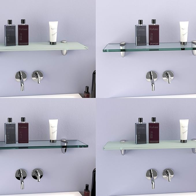 DURAFURN® Glasablage Glasregal Spiegelablage Badablage Wandhalter Wandregal Duschablage in 8mm als Variante klares Glas mit E