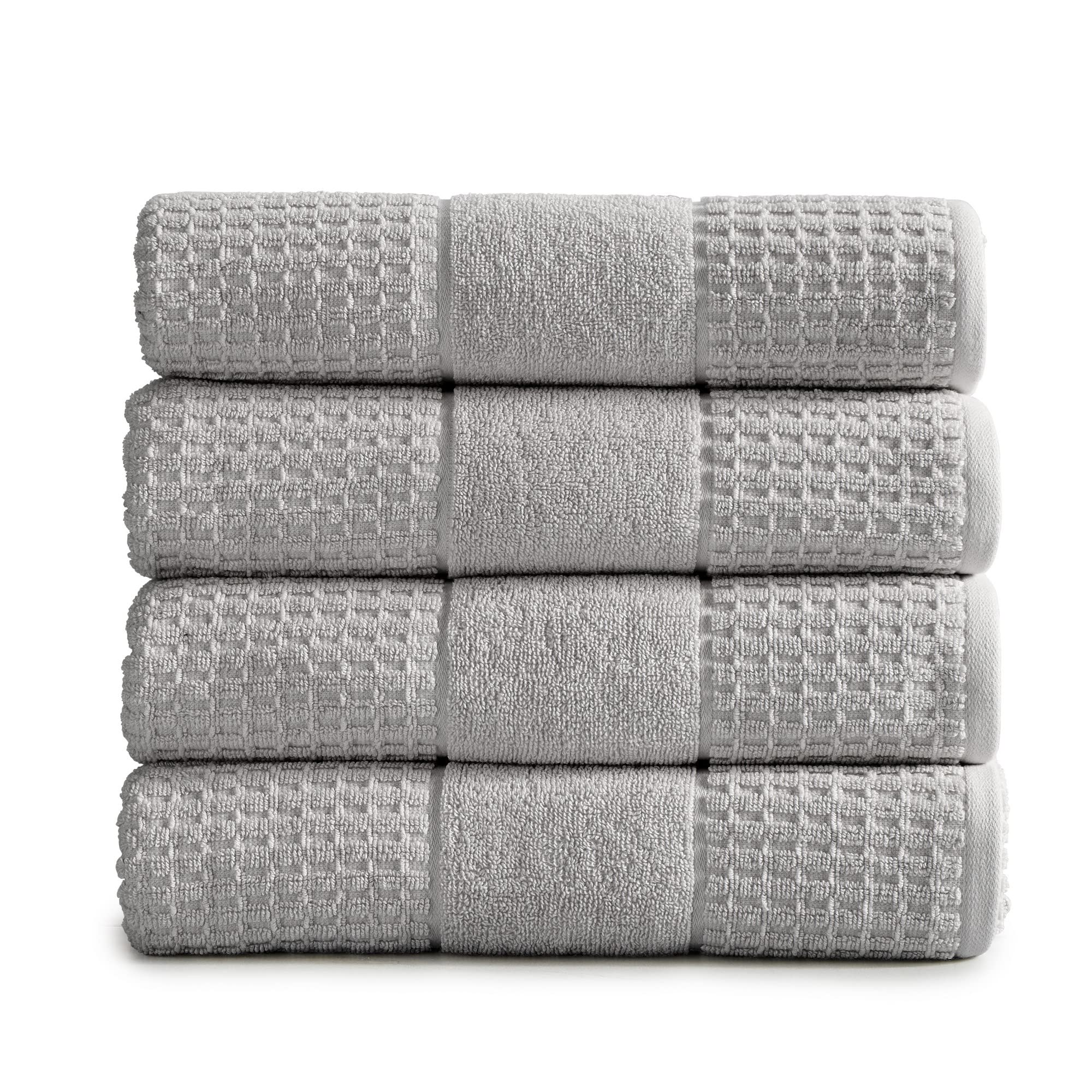 Photo 1 of 100% Cotton Super Soft Luxury Bath Towel Set | Quick-Dry and Highly Absorbent | Waffle Textured | 550 GSM | Includes 4 Bath Towels | Harper Collection (Light Grey)