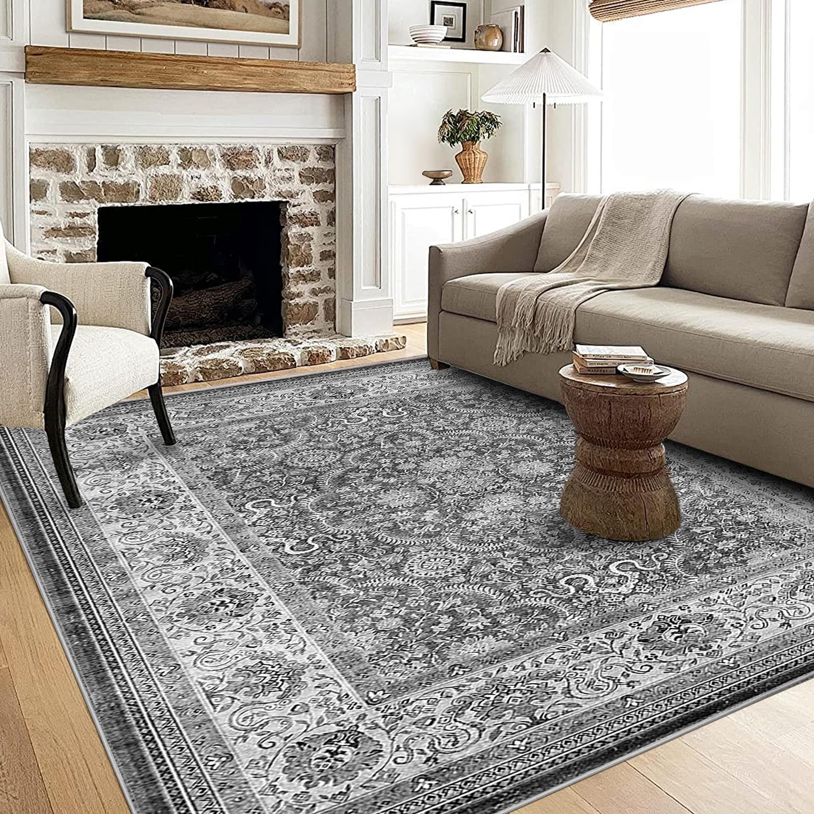 Photo 1 of RUGY HOME Area Rugs 4’x6’ Washable for Living Room Foldable Low Pile Non Slip Decor Area Rugs for Bedroom Dining Room Office
