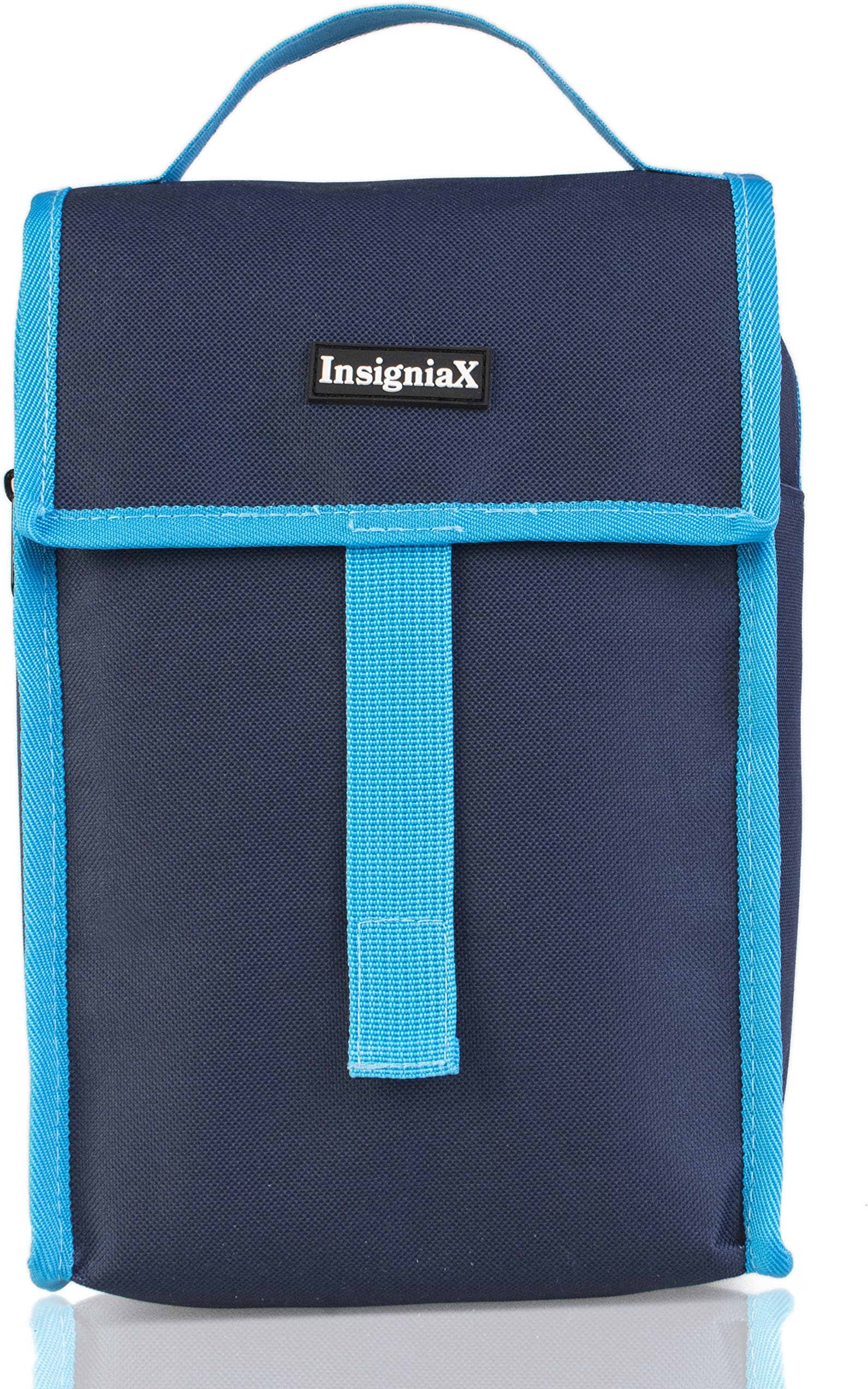 Kids Lunch Bag/Box S2: InsigniaX Cool Food Lunchbox For Adult Men Women Boys Girls School Baby Hot Meal Prep Bento Work With Zip Top Handle (Fit For Adult Use) H:25.4 x W:13.5 x L:18.8cm (Large, Navy Blue)