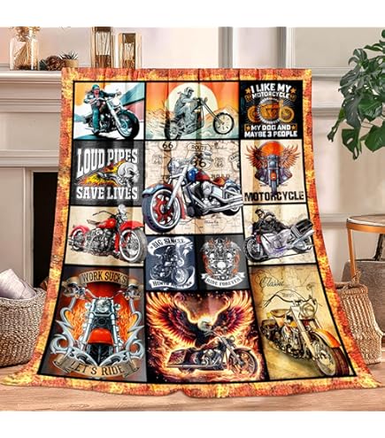 Amazon.com: Harley-Davidson Flames Bar & Shield Fleece Blanket w
