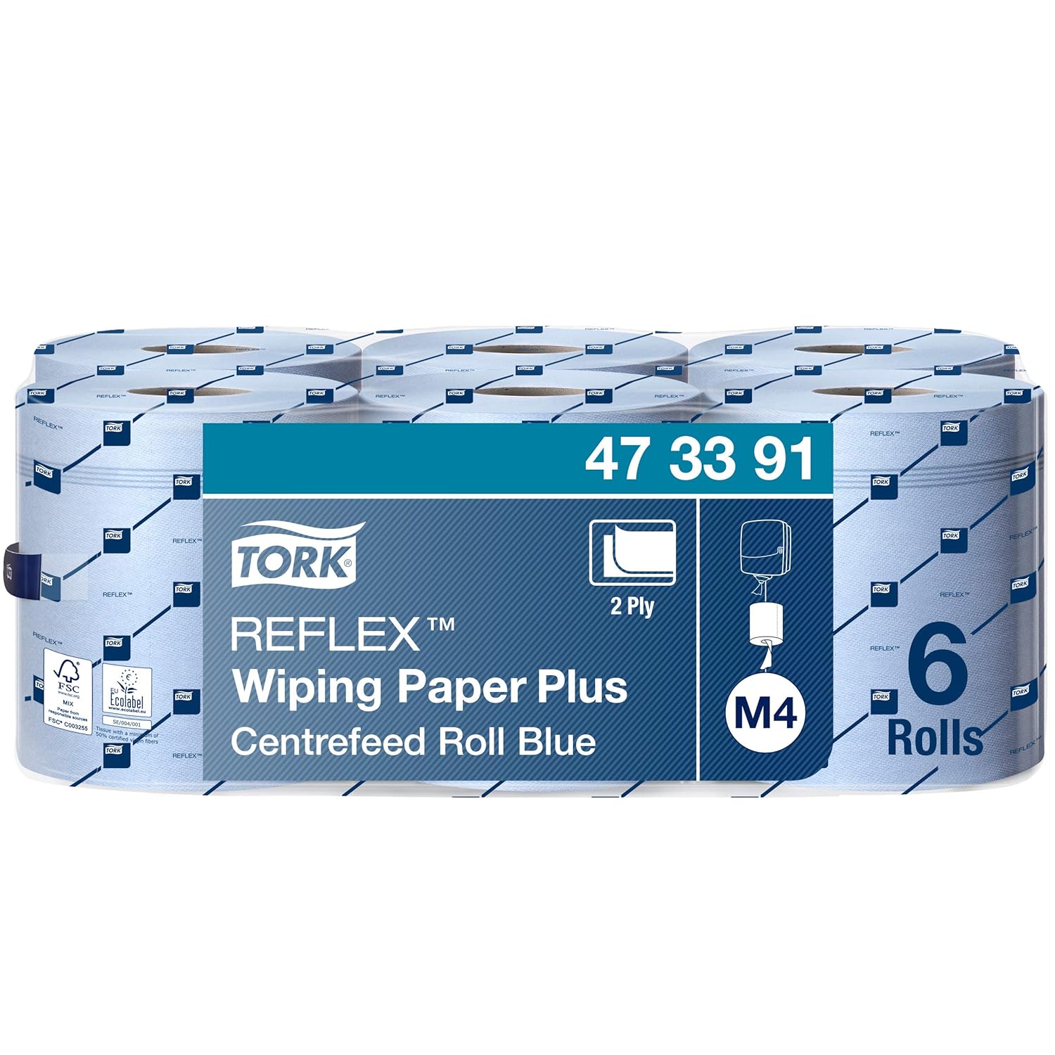 Tork 130080 Carta Ultraresistente Per Asciugatura Industriale QuickDryPremium, Compatibile Con Il Sistema W1 (da Terra O Da Parete), 3 Veli, 1 Conf. X 1 Rotolo (1 X 255 M), Colore Blu