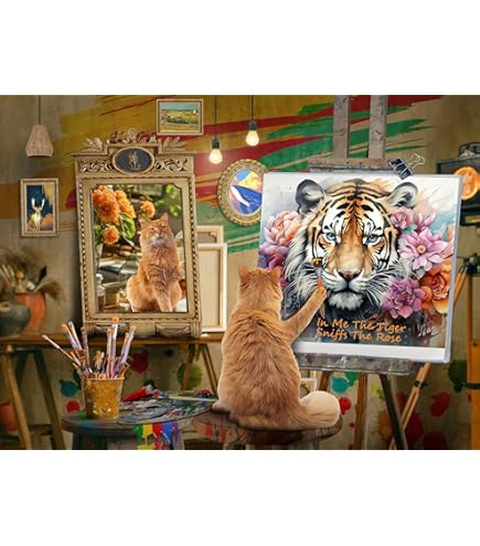 Rompecabezas De 1000 Piezas Reflexión De Gato Y Tigre