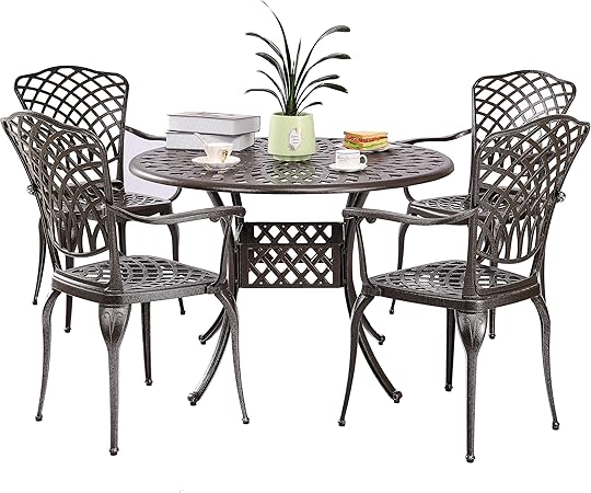 patio table with umbrella hole and chairs