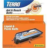 TERRO Ant &amp; Roach Bait, 4-Pack, Indoor Ant Killer and Roach Killer | Pre-Filled Dual Bait Stations Attract and Kill Ants, Roaches, and Silverfish, Ready-To-Use Indoor Bait with Twist Tab, T360