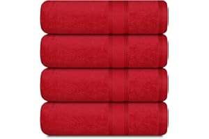 Casa Lino Red Bath Towels Set of 4 (54" x 27") - Large Bathroom Towel Set - 100% Cotton Towels for Bathroom - Highly Absorbent & Quick Dry Bath Towel Multipack - New Apartment Essentials