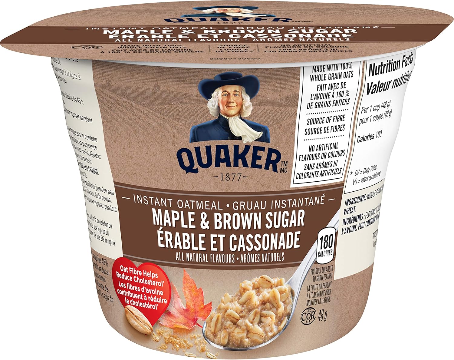 QUAKER Instant Oatmeal Cups Maple & Brown Sugar Flavour Instant Oatmeal