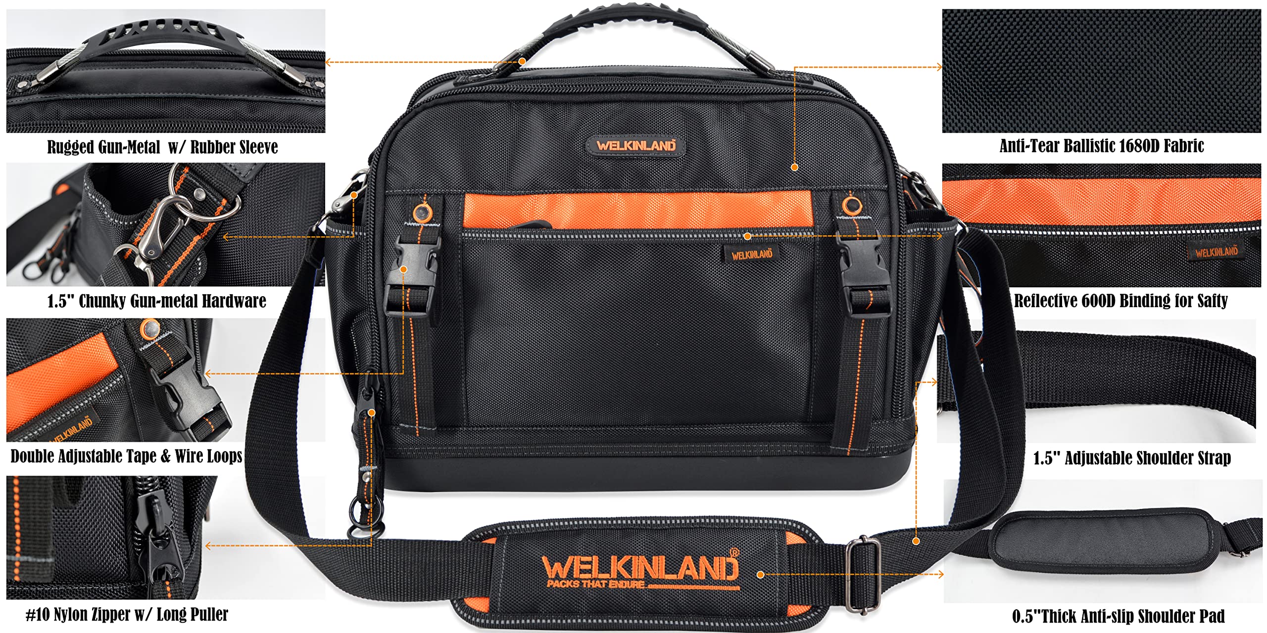 WELKINLAND 42-Pocket Tool Organizer - HVAC & Electrician's Waterproof Tool Tote