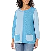 MULTIPLES Women's Three Quarters Sleeve Scoop Neck 2-Pocket Top