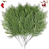 Hananona 40 Pcs Artificial Cedar Picks Faux Cedar Branches Fake Cypress Stems Plastic Pine Greenery Christmas Picks and Sprays DIY Accessories for Crafts Wreath Holiday Home Decor (40, Green)