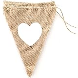 LWR CRAFTS Burlap Bunting Banner Triangle Heart 13 Pieces 10 feet