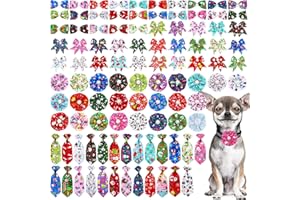PET SHOW 100pcs Christmas Dog Bow Ties Bulk Adjustable Neckties for Small Medium Dogs Collar Charm Flowers Cats Doggies Bowknot 25 Set Paw Patterns for Party Holiday Puppy Pet Grooming Accessories