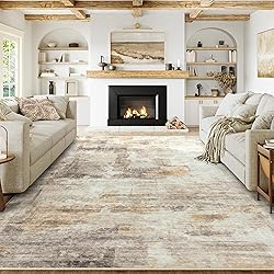WondRg 8x10 Washable Area Rug Grey Brown Abstract