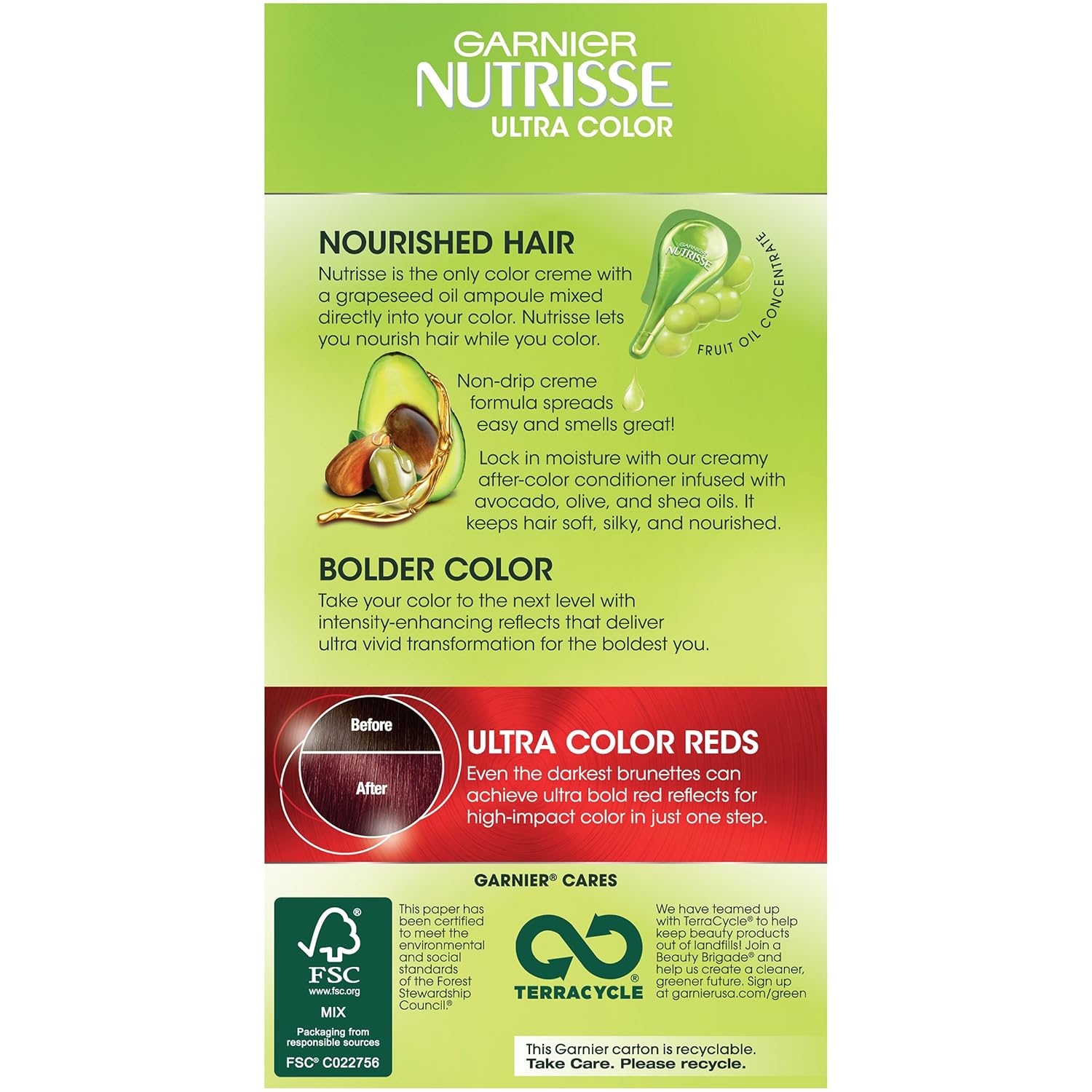 Garnier Nutrisse Ultra Color Nourishing Permanent Hair Color Cream, R2 Medium Intense Auburn (1 Kit) Red Hair Dye (Packaging May Vary), Pack of 1 : Chemical Hair Dyes : Beauty