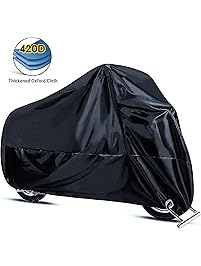 Motorcycle Cover,Joaruy Waterproof Motorcycle Cover All Weather Outdoor Protection,420D Oxford Durable & Tear Proof for 108 inch Motors Like Honda,Yamaha,Suzuki,Harley and More-Black