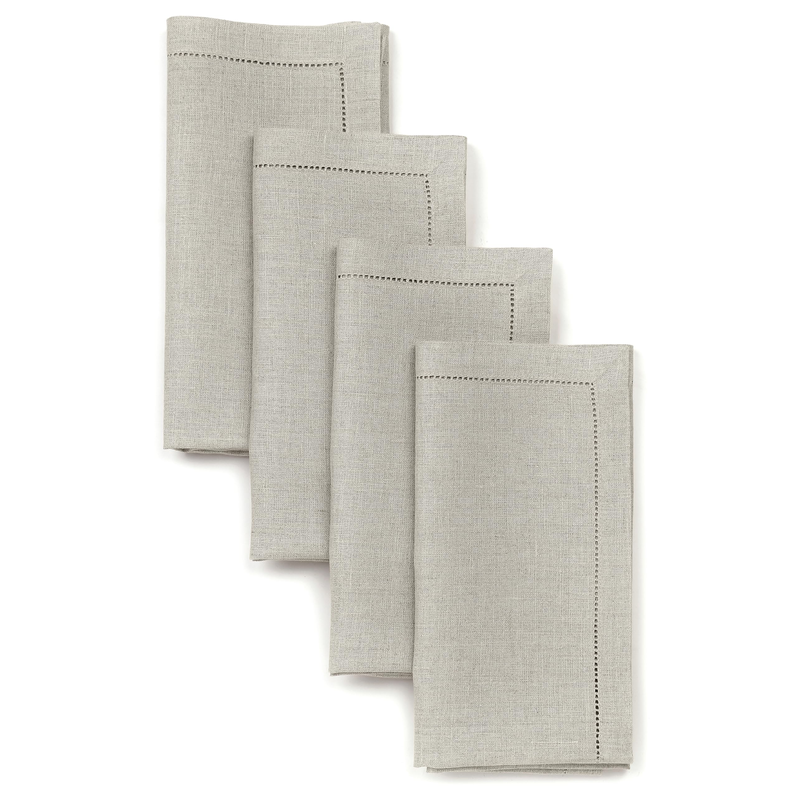 D'Moksha Homes Natural Linen Napkins Set of 4 - Classic Hemstitch 100% Pure Linen Hemstitch Dinner Napkins 51 x 51 CM for Dining, Spring - Handcrafted and Machine Washable — image 1