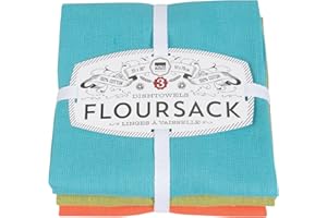 Now Designs Floursack Kitchen Dish Towels Blue, 20 x 30in, Set of 3, Bali Cactus Crush, 3 Count