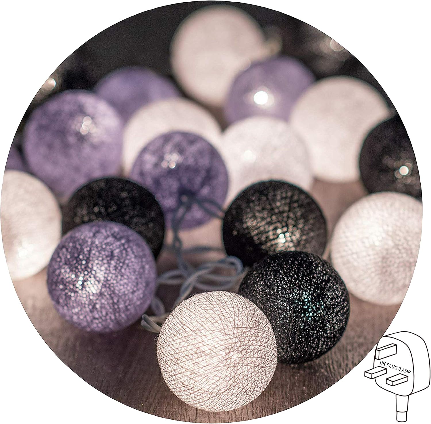 Laeto Indoor Fairy Lights in Cotton String Balls Mains Powered LED