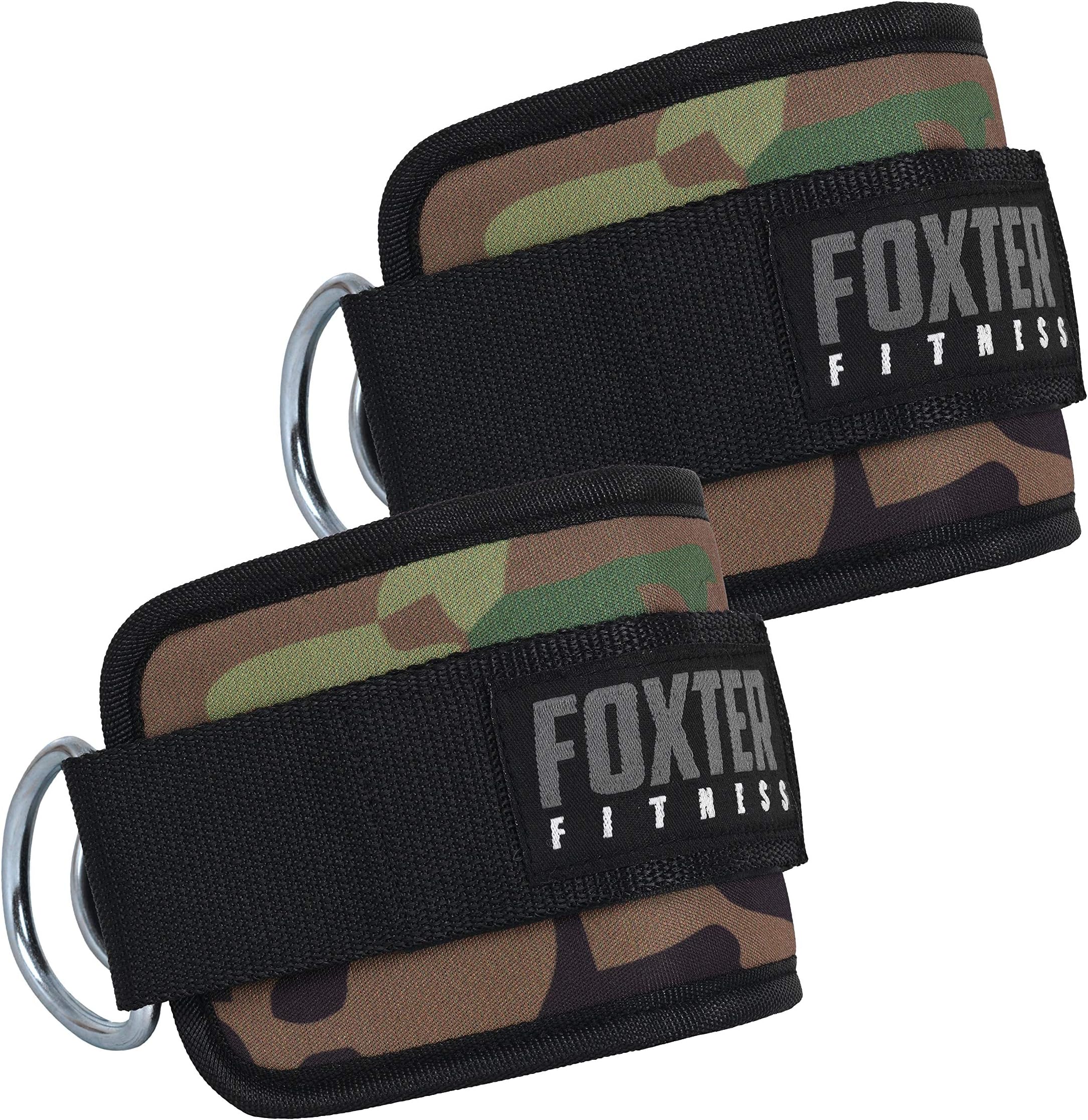 Foxter Ankle Straps Set for Cable Machines Training Guide Padded Ankle Cuffs Cable Pulley Leg Brace for Fitness, Bodybuilding & Butt