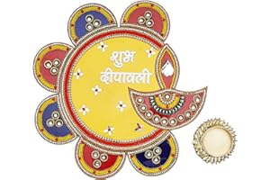 ADITRI CREATION Decorative Shubh Deepawali Floor Rangoli Reusable Large Floor Rangoli Acrylic Rangoli Home Decor Gift for Interior Floor Decor Indian Traditional Festival Diwali Decorations (Size:-11")(Multicolor)