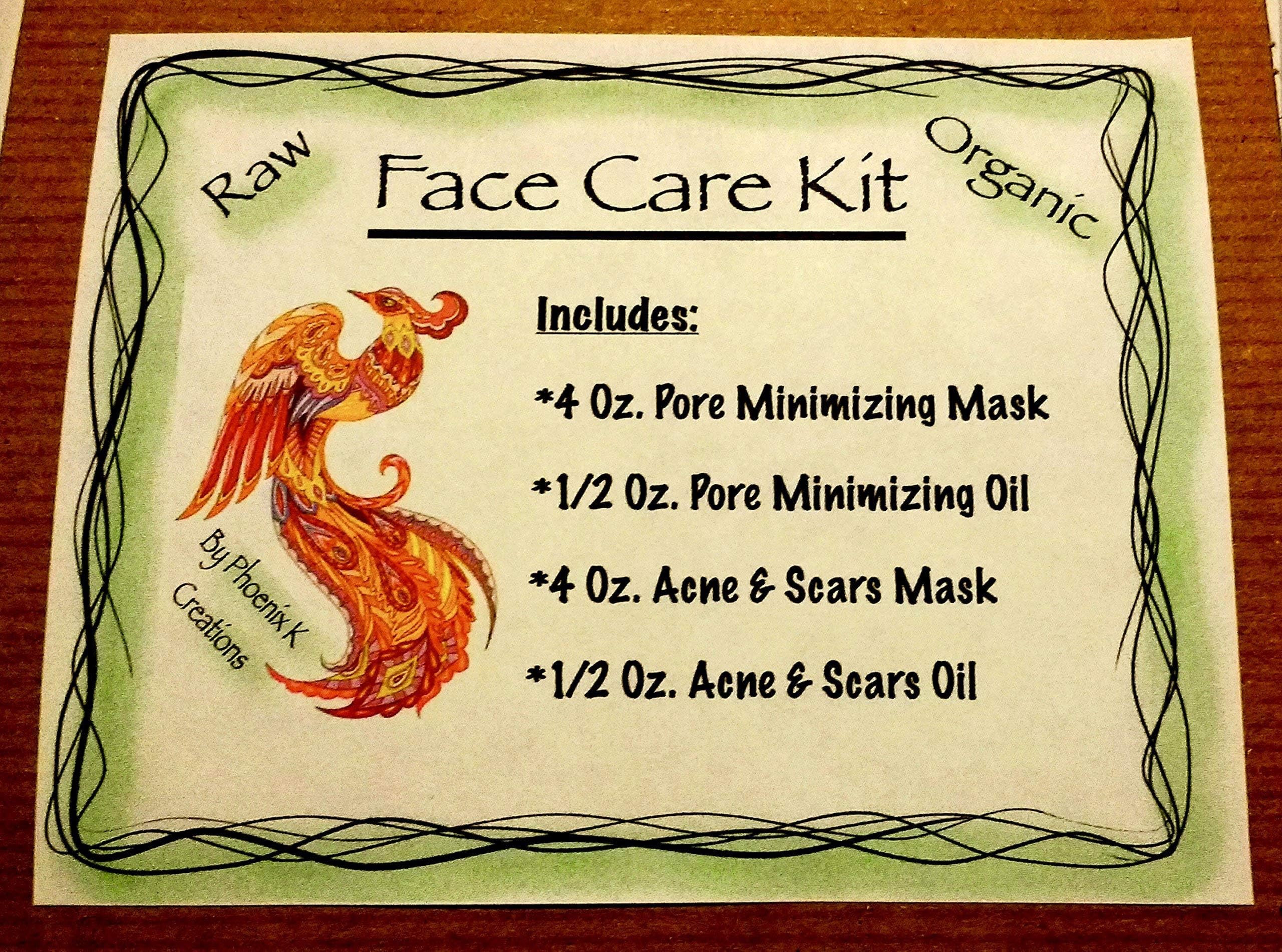Face Care Kit-Pore Minimizing Mask and Oil, Acne & Scars Mask and Oil