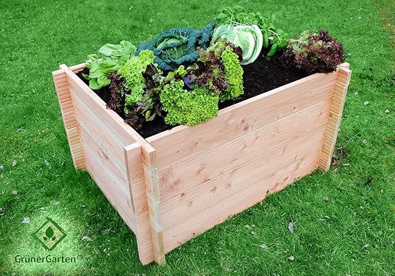 GrünerGarten® Bio Hochbeet aus Holzbohlen GRÖN L-80 - widerstandsfähiges Douglasienholz, Zusammenbau ohne Werkzeug, schadstof