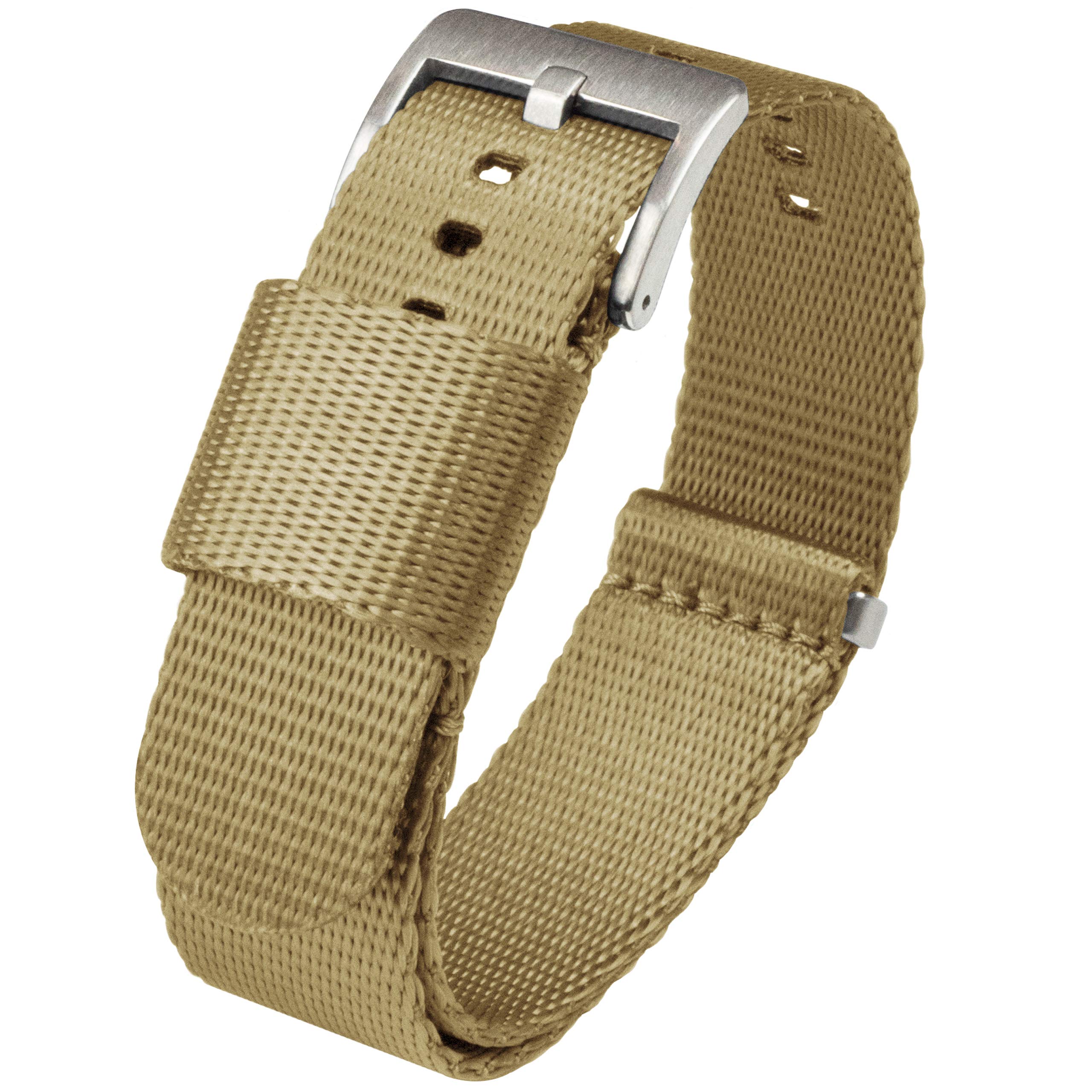 BARTON Jetson Military Style Watch Strap - 18mm 20mm 22mm or 24mm - Khaki Tan 20mm Nylon Watch Band
