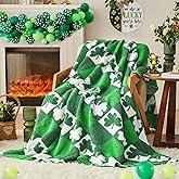 CYMULA St. Patrick's Day Knit Throw Blanket - Super Soft Lightweight Plush Shamrock Clover Blanket for Couch, Bed, Sofa, 50 x 60 Inches, Irish Green