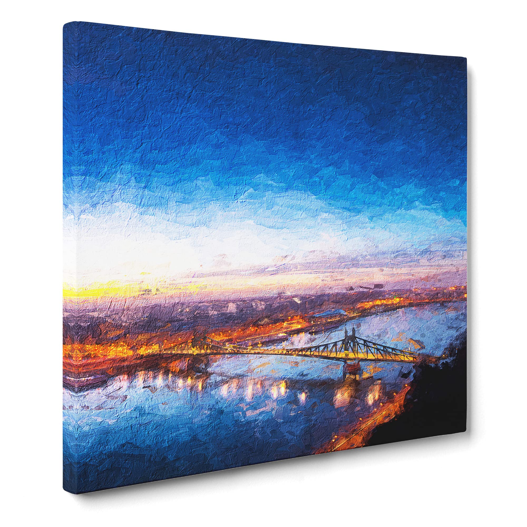 Budapest Skyline in Hungary Canvas Print | Gallery Wrapped 30mm Frame Wall Art | 14x14 inches | Ready to Hang | Abstract Cityscape Picture | Living Room Bedroom Lounge Office