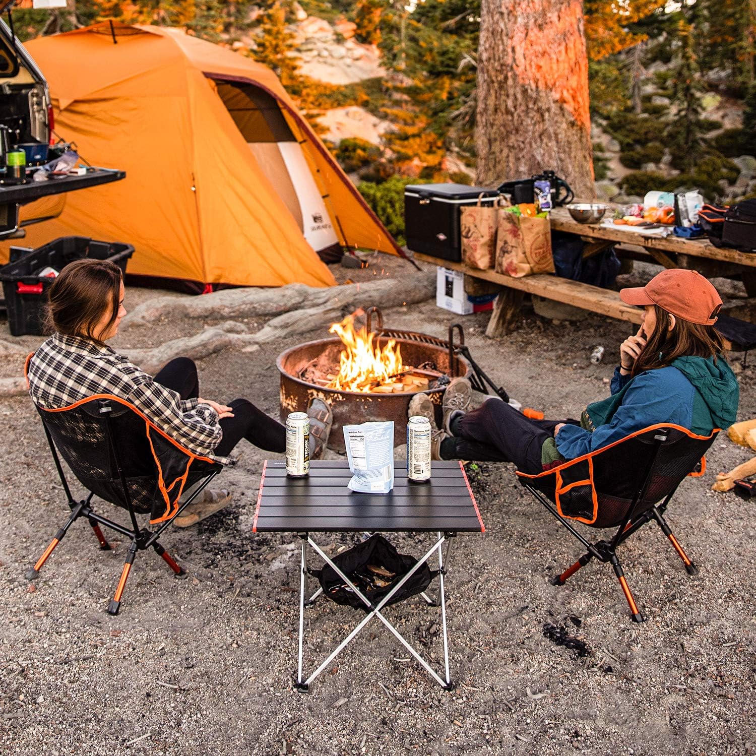 Sportneer Portable Camping Tables with Mesh Storage Bag, Ultralight Camp Folding Side Table, Aluminum Table Top Great for Camp, Picnic, Backpacks, Beach, Tailgate, Boat, S, M, L : Sports & Outdoors