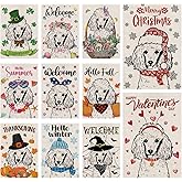 Seasonal Garden Flags Poodle Dog Double Sided Flags Set of 11 Holiday Farmhouse Indoor Outdoor Yard Lawn Christmas Gifts Decorations 12.5x18 Inch