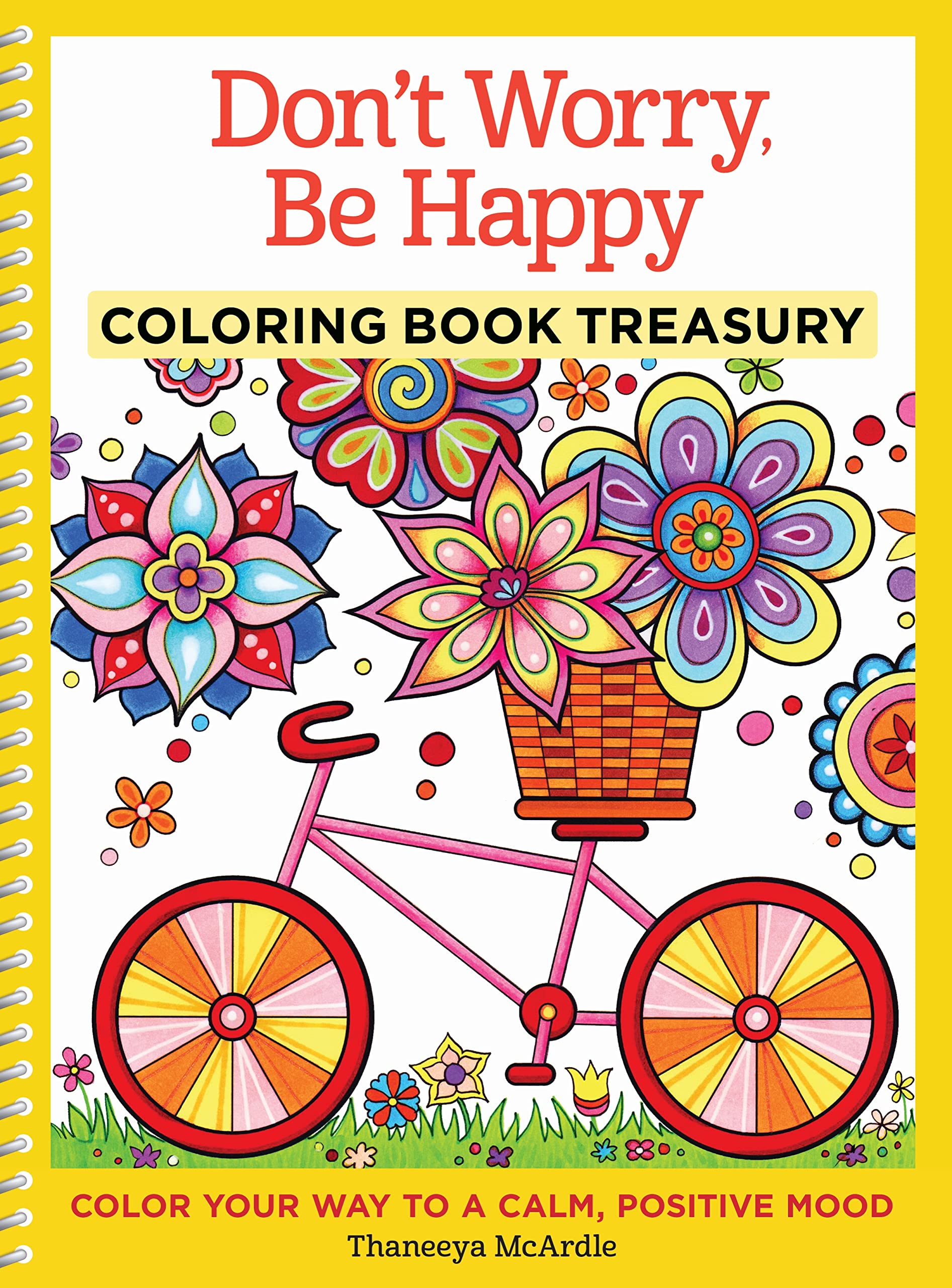 Design Originals Don't Worry, Be Happy Coloring Book Treasury: Color Your Way to a Calm, Positive Mood (Coloring Collection): 4,Multicolour,22.22x27.94x2.54 cm